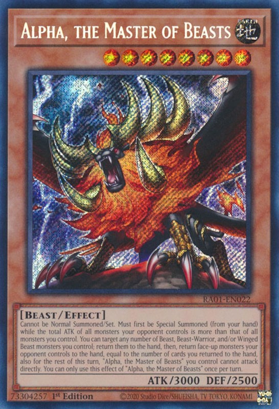 Alpha, the Master of Beasts [RA01-EN022] Secret Rare | Pegasus Games WI