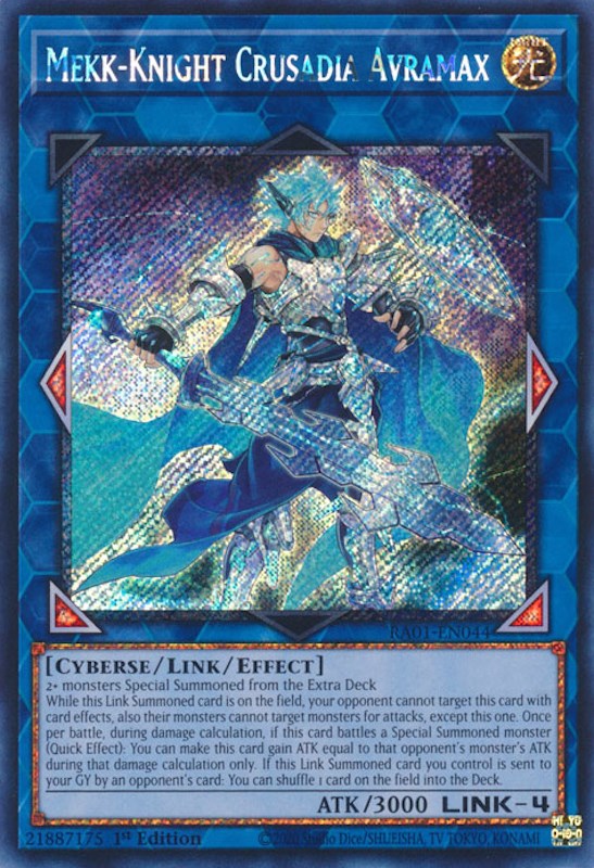 Mekk-Knight Crusadia Avramax [RA01-EN044] Platinum Secret Rare | Pegasus Games WI