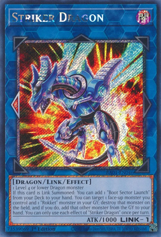 Striker Dragon [RA01-EN046] Platinum Secret Rare | Pegasus Games WI