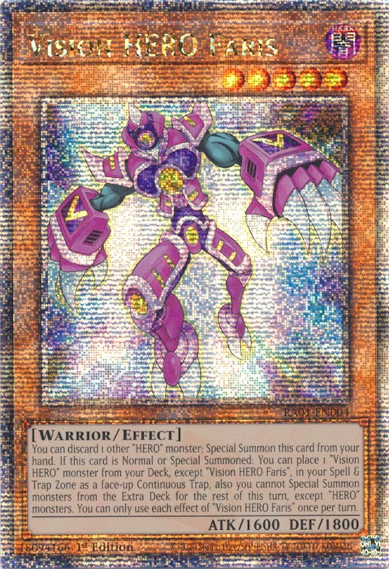 Vision HERO Faris [RA01-EN004] Quarter Century Secret Rare | Pegasus Games WI