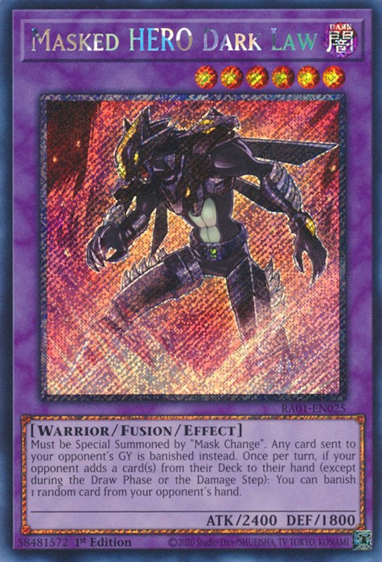 Masked HERO Dark Law [RA01-EN025] Platinum Secret Rare | Pegasus Games WI