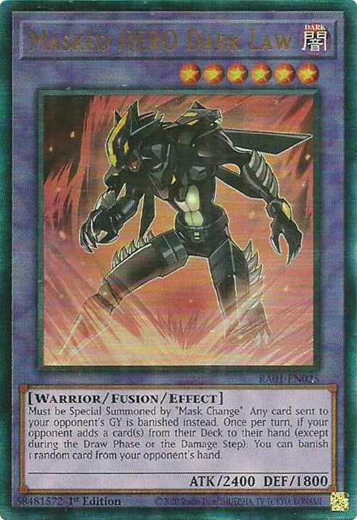 Masked HERO Dark Law [RA01-EN025] Prismatic Ultimate Rare | Pegasus Games WI