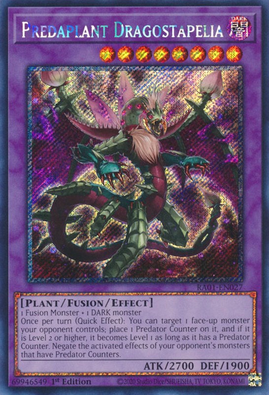 Predaplant Dragostapelia [RA01-EN027] Platinum Secret Rare | Pegasus Games WI