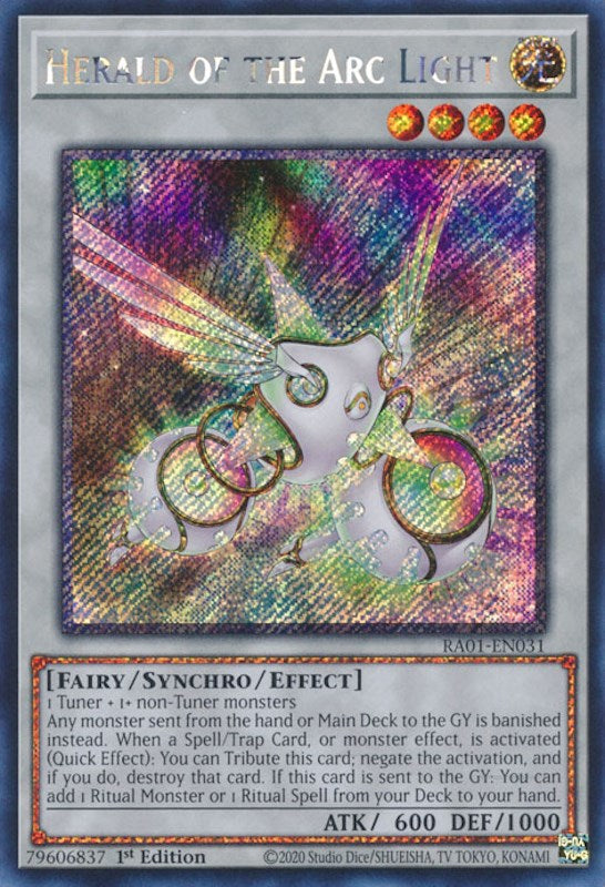 Herald of the Arc Light [RA01-EN031] Platinum Secret Rare | Pegasus Games WI