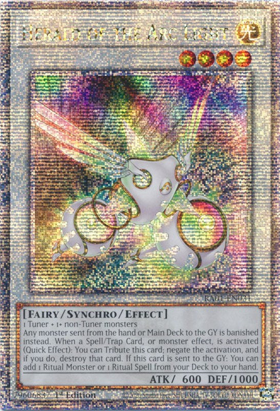 Herald of the Arc Light [RA01-EN031] Quarter Century Secret Rare | Pegasus Games WI