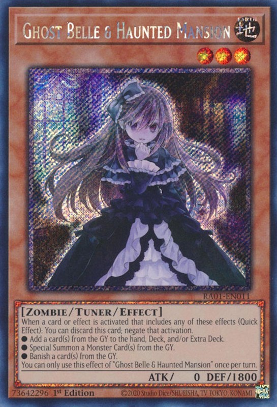 Ghost Belle & Haunted Mansion [RA01-EN011] Platinum Secret Rare | Pegasus Games WI