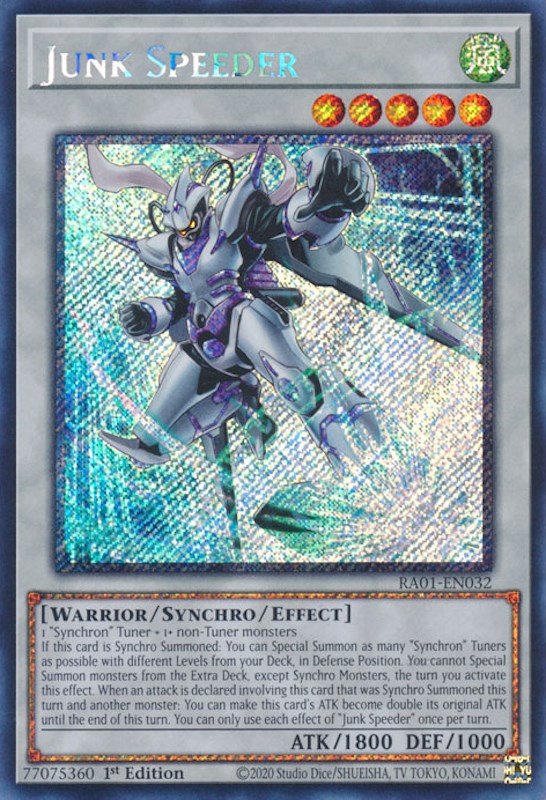 Junk Speeder [RA01-EN032] Platinum Secret Rare | Pegasus Games WI