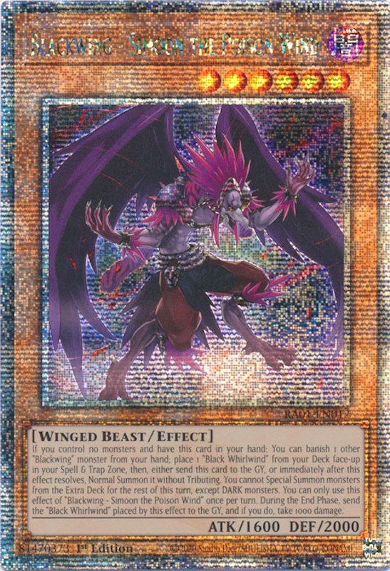 Blackwing - Simoon the Poison Wind [RA01-EN012] Quarter Century Secret Rare | Pegasus Games WI