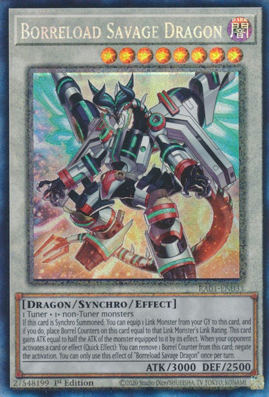 Borreload Savage Dragon [RA01-EN033] Prismatic Collector's Rare | Pegasus Games WI