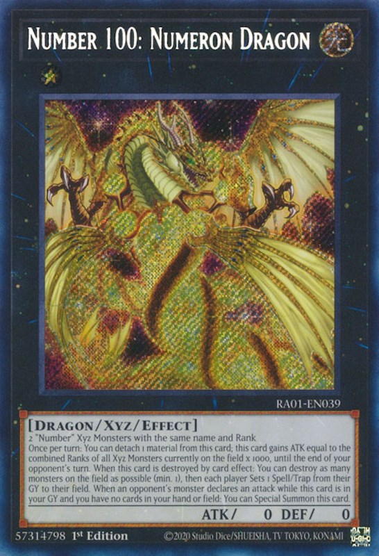 Number 100: Numeron Dragon [RA01-EN039] Secret Rare | Pegasus Games WI