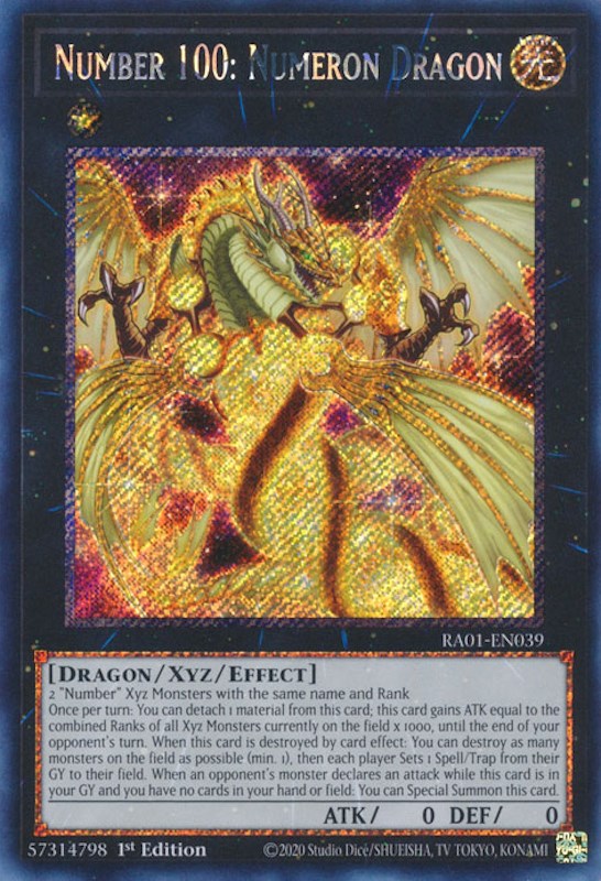 Number 100: Numeron Dragon [RA01-EN039] Platinum Secret Rare | Pegasus Games WI