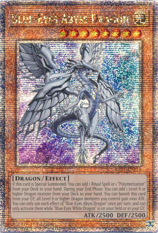 Blue-Eyes Abyss Dragon [RA01-EN016] Quarter Century Secret Rare | Pegasus Games WI