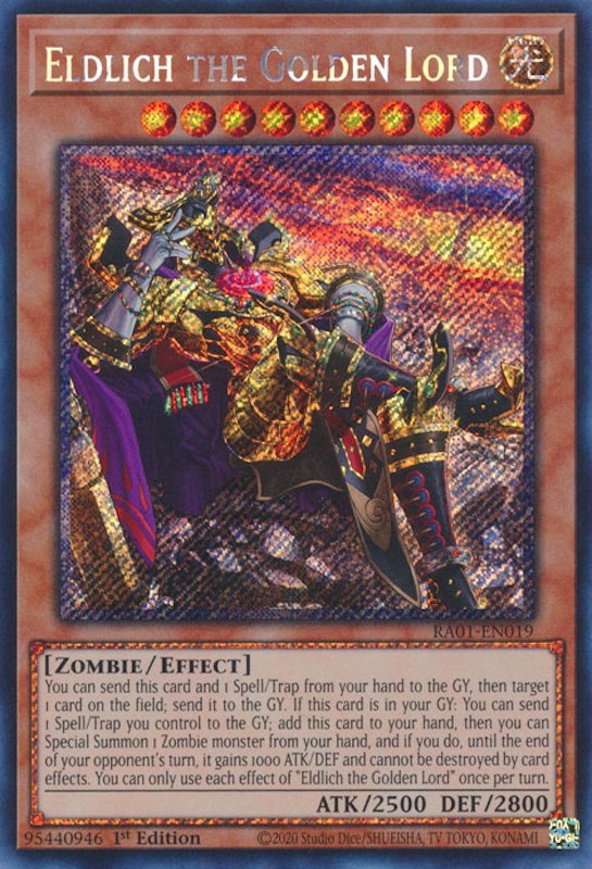 Eldlich the Golden Lord (Alternate Art) [RA01-EN019] Platinum Secret Rare | Pegasus Games WI