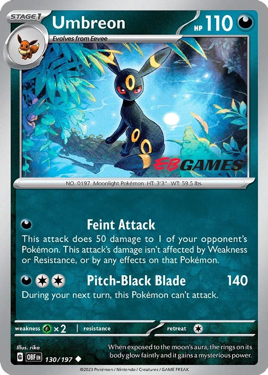 Umbreon (130/197) (EBGames Exclusive) [Scarlet & Violet: Obsidian Flames] | Pegasus Games WI