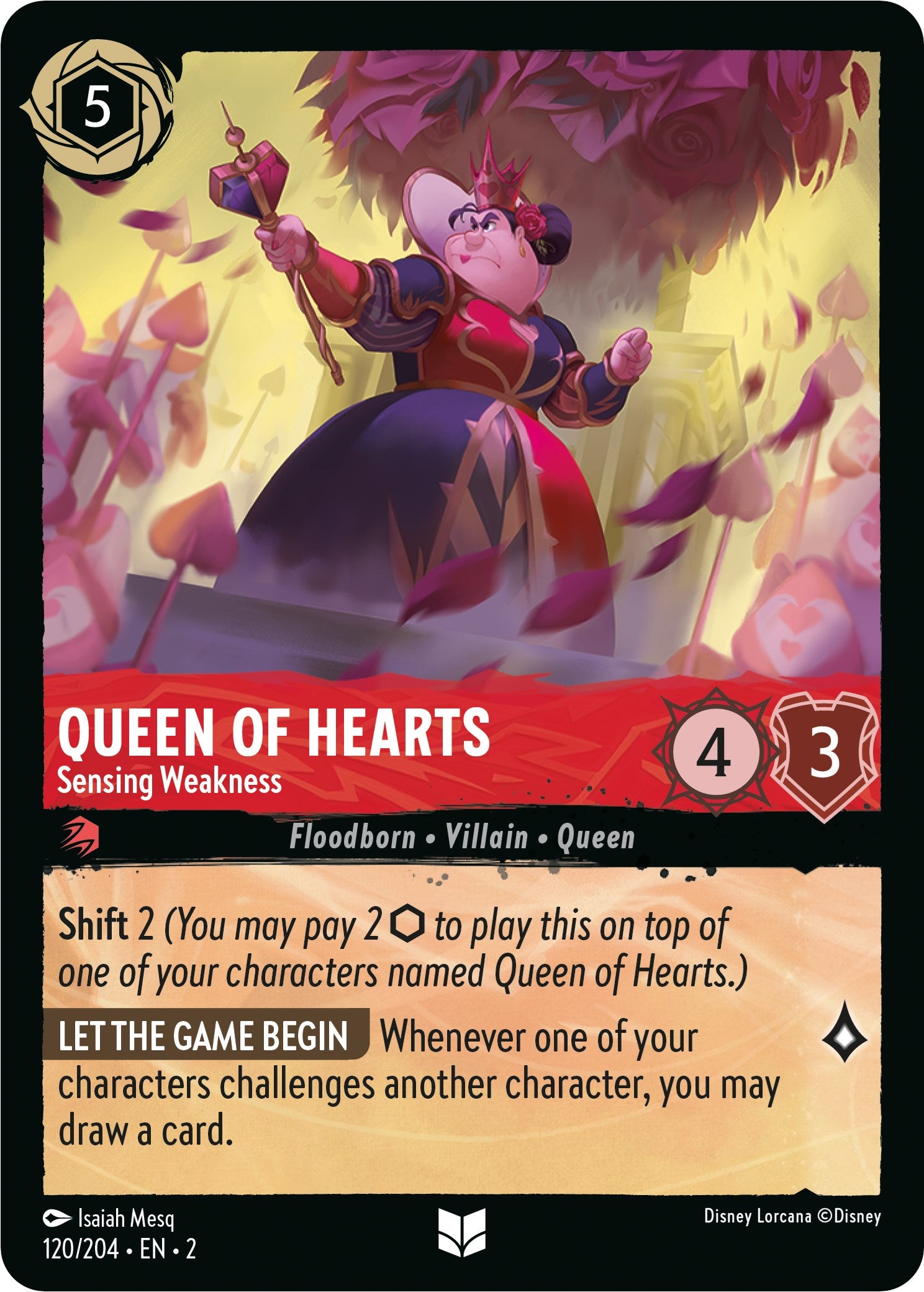 Queen of Hearts - Sensing Weakness (120/204) [Rise of the Floodborn] | Pegasus Games WI
