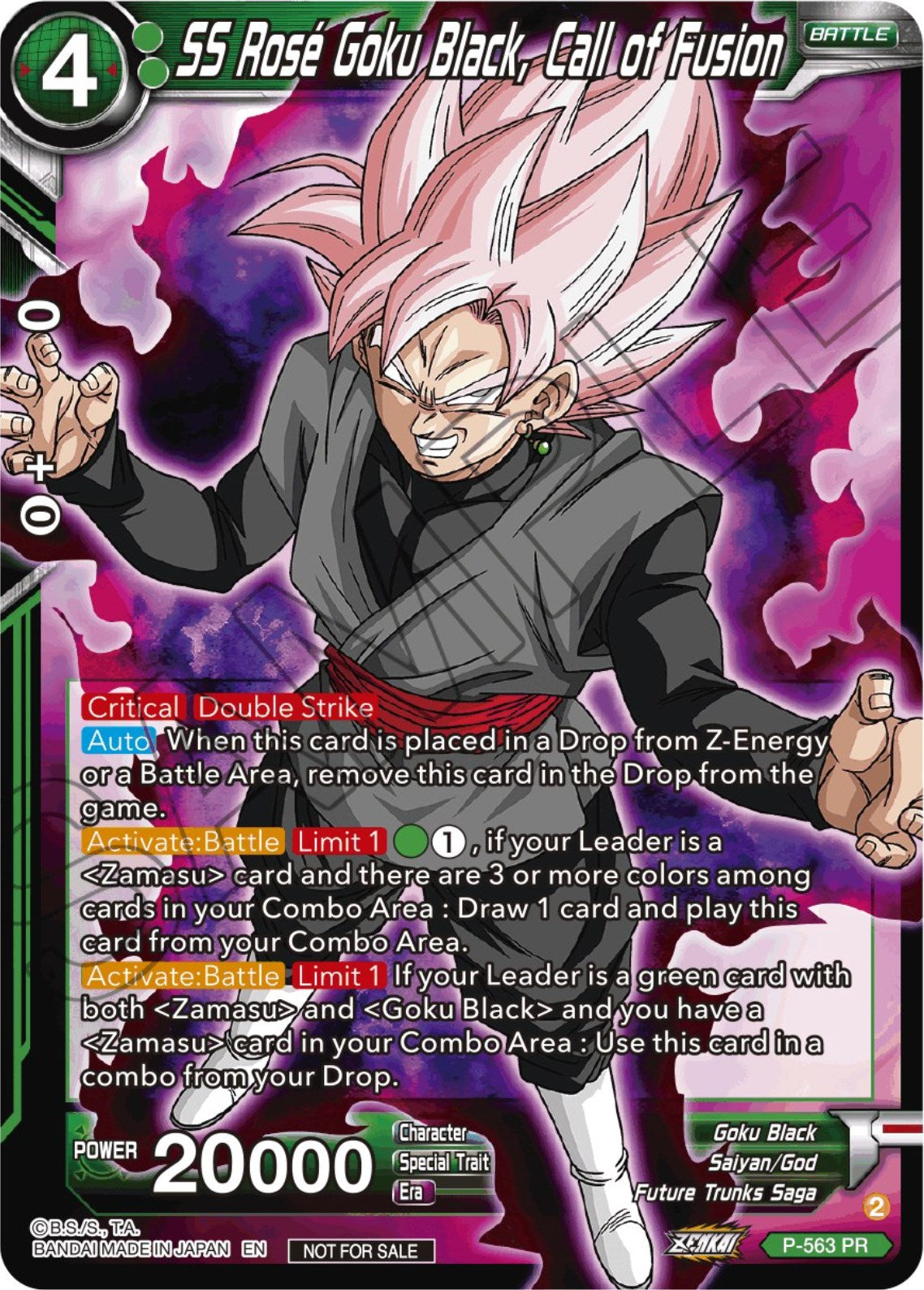 SS Rose Goku Black, Call of Fusion (Zenkai Series Tournament Pack Vol.6) (P-563) [Tournament Promotion Cards] | Pegasus Games WI