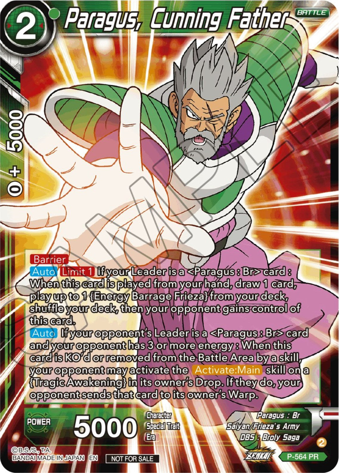 Paragus, Cunning Father (Zenkai Series Tournament Pack Vol.6) (P-564) [Tournament Promotion Cards] | Pegasus Games WI