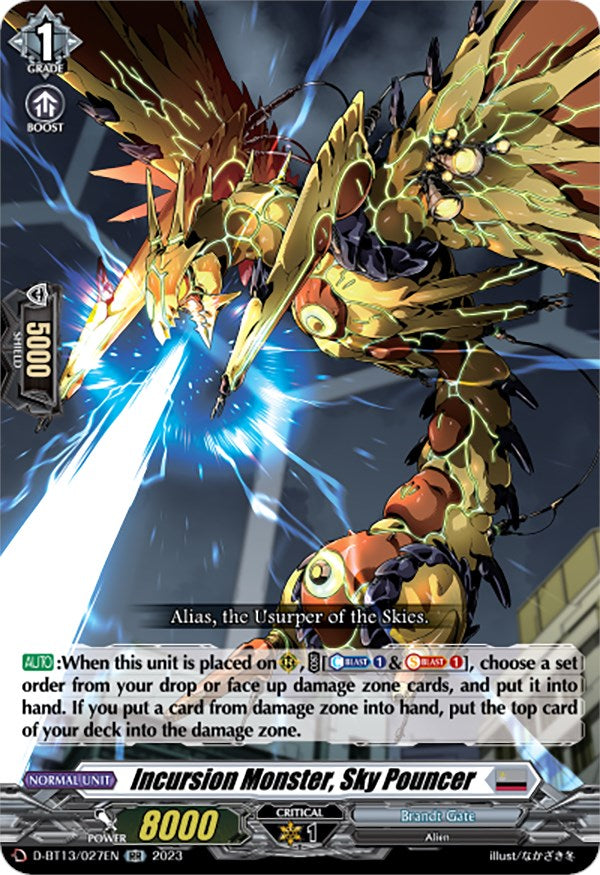 Incursion Monster, Sky Pouncer (D-BT13/027EN) [Flight of Chakrabarthi] | Pegasus Games WI