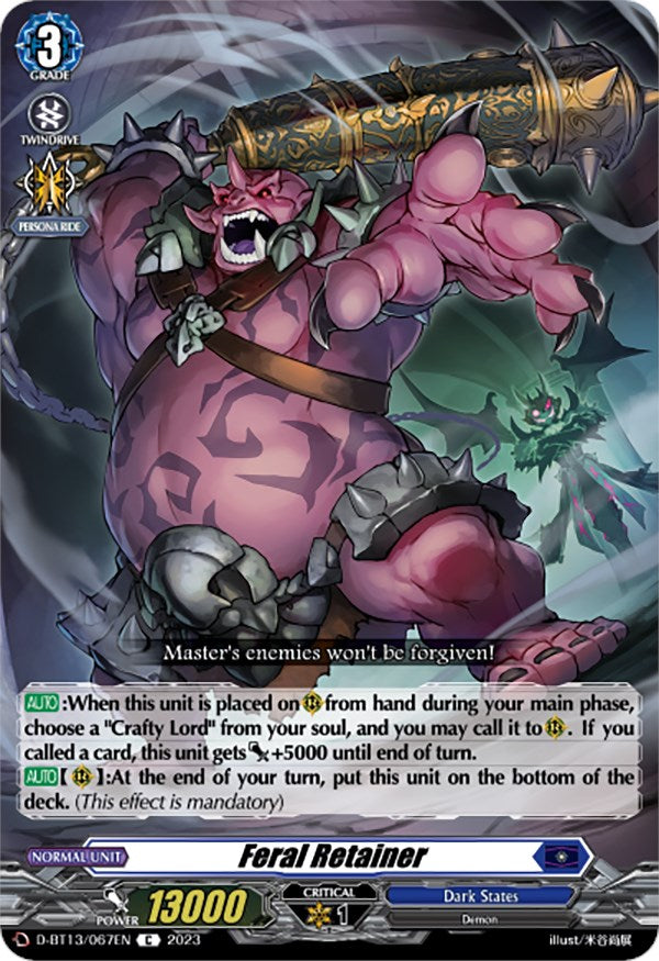 Feral Retainer (D-BT13/067EN) [Flight of Chakrabarthi] | Pegasus Games WI