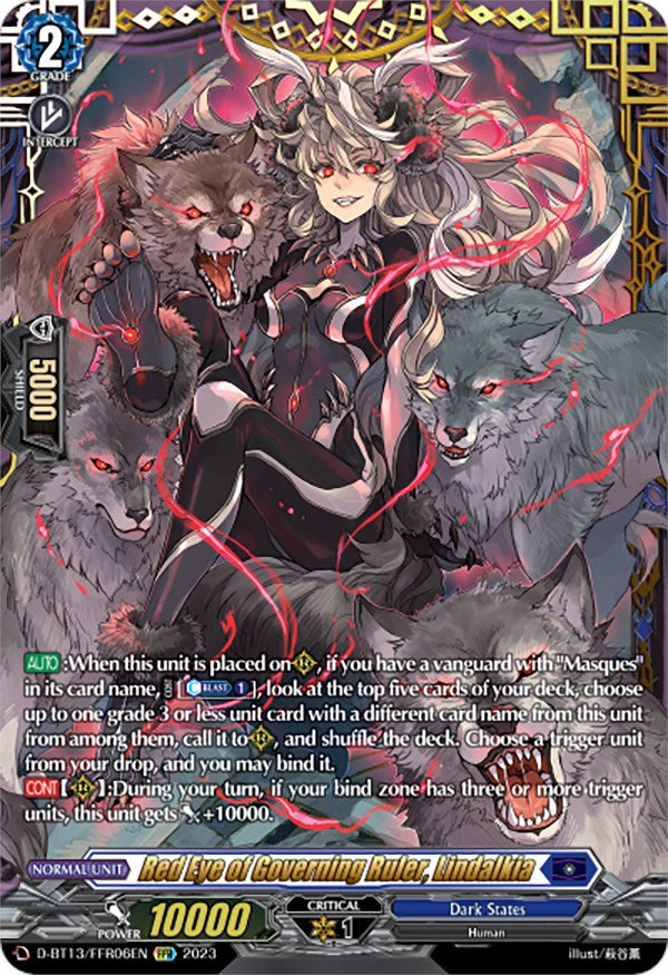 Red Eye of Governing Ruler, Lindalkia (FFR) (D-BT13/FRR06EN) [Flight of Chakrabarthi] | Pegasus Games WI