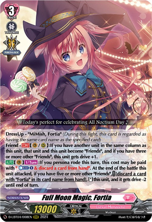 Full Moon Magic, Fortia (D-LBT04/008EN) [Lyrical Monasterio: Trick or Trick!] | Pegasus Games WI