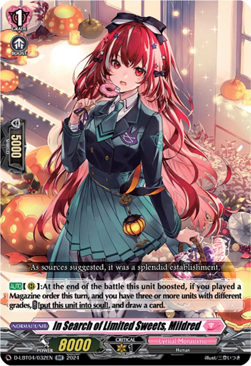 In Search of Limited Sweets, Mildred (D-LBT04/032EN) [Lyrical Monasterio: Trick or Trick!] | Pegasus Games WI