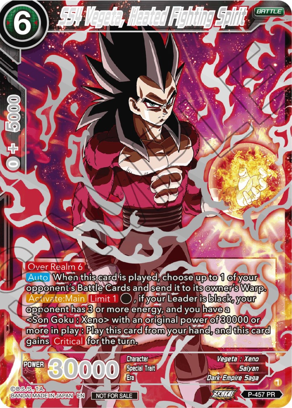 SS4 Vegeta, Heated Fighting Spirit (Championship 2023 Reward Alternate Art Card Set) (Holo) (P-457) [Tournament Promotion Cards] | Pegasus Games WI