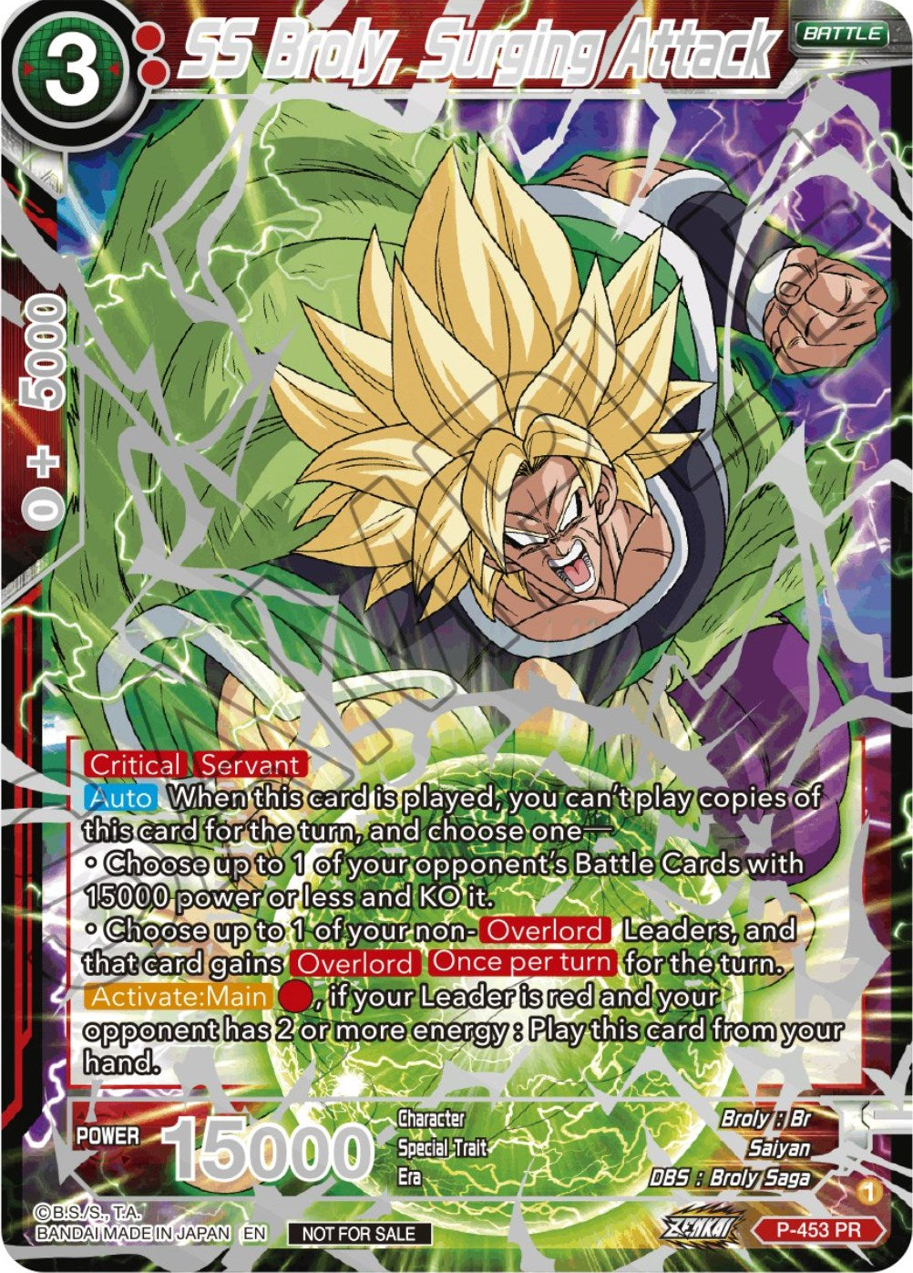SS Broly, Surging Attack (Championship 2023 Reward Alternate Art Card Set) (Holo) (P-453) [Tournament Promotion Cards] | Pegasus Games WI