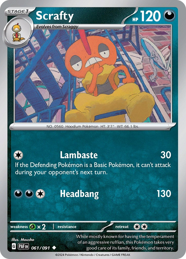 Scrafty (061/091) [Scarlet & Violet: Paldean Fates] | Pegasus Games WI