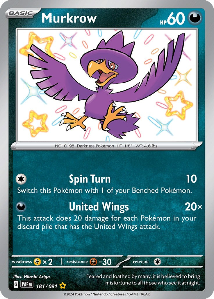 Murkrow (181/091) [Scarlet & Violet: Paldean Fates] | Pegasus Games WI