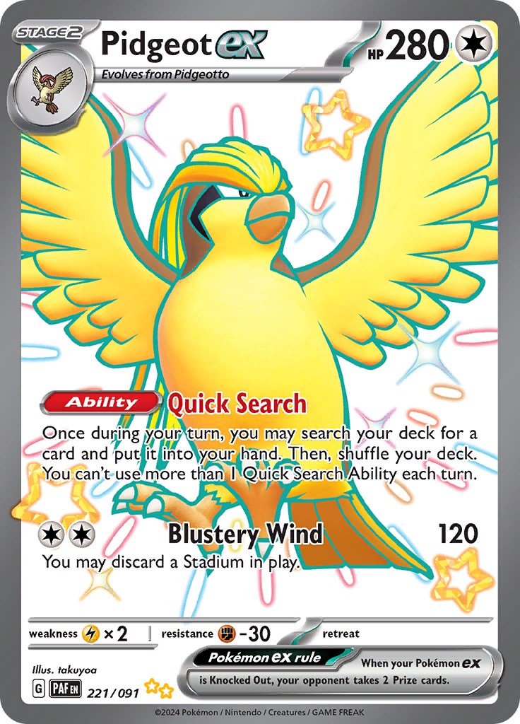 Pidgeot ex (221/091) [Scarlet & Violet: Paldean Fates] | Pegasus Games WI