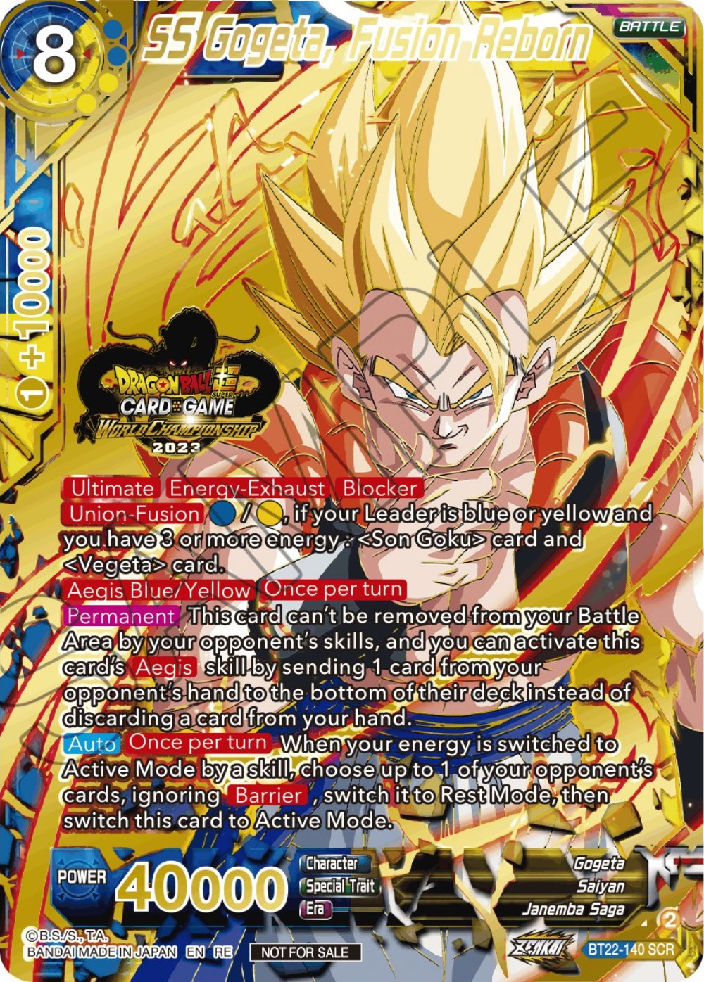 SS Gogeta, Fusion Reborn (2023 World Championship Stamp) (BT22-140) [Tournament Promotion Cards] | Pegasus Games WI