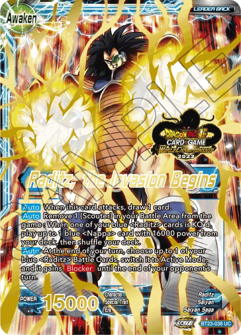 Raditz // Raditz, the Invasion Begins (2023 Worlds ZENKAI 06 Leader Set) (BT23-038) [Tournament Promotion Cards] | Pegasus Games WI