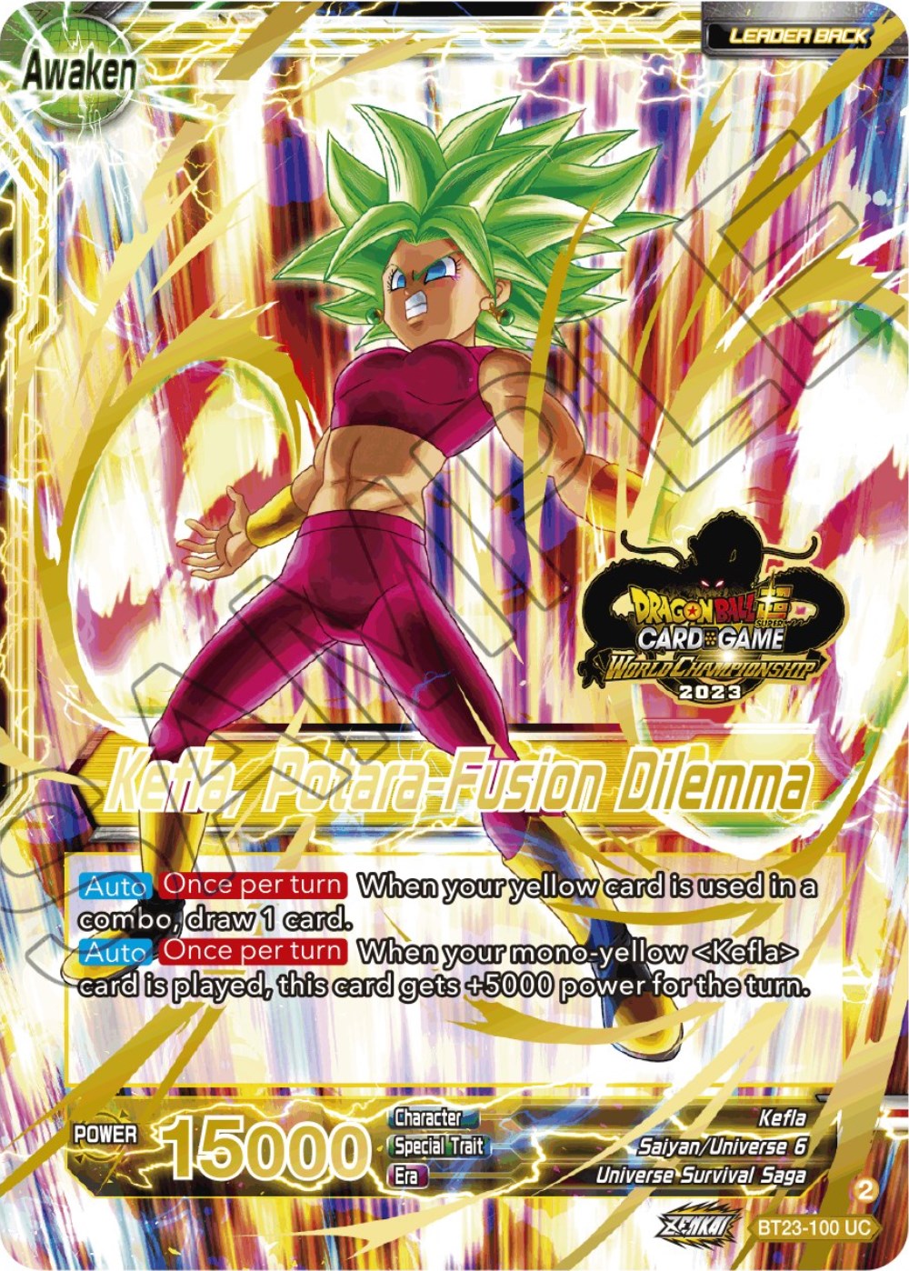 Kale & Caulifla // Kefla, Potara-Fusion Dilemma (2023 Worlds ZENKAI 06 Leader Set) (BT23-100) [Tournament Promotion Cards] | Pegasus Games WI