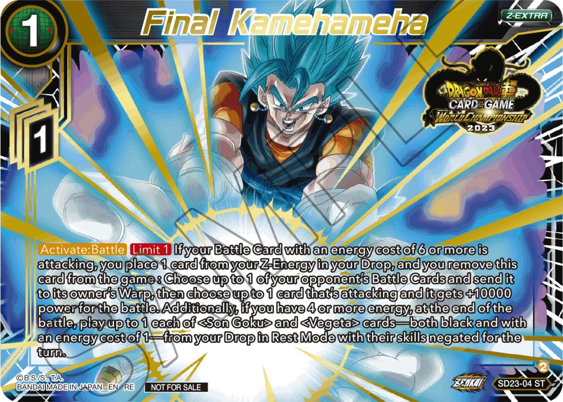 Final Kamehameha (2023 World Championship Z-Extra Card Set) (SD23-04) [Tournament Promotion Cards] | Pegasus Games WI