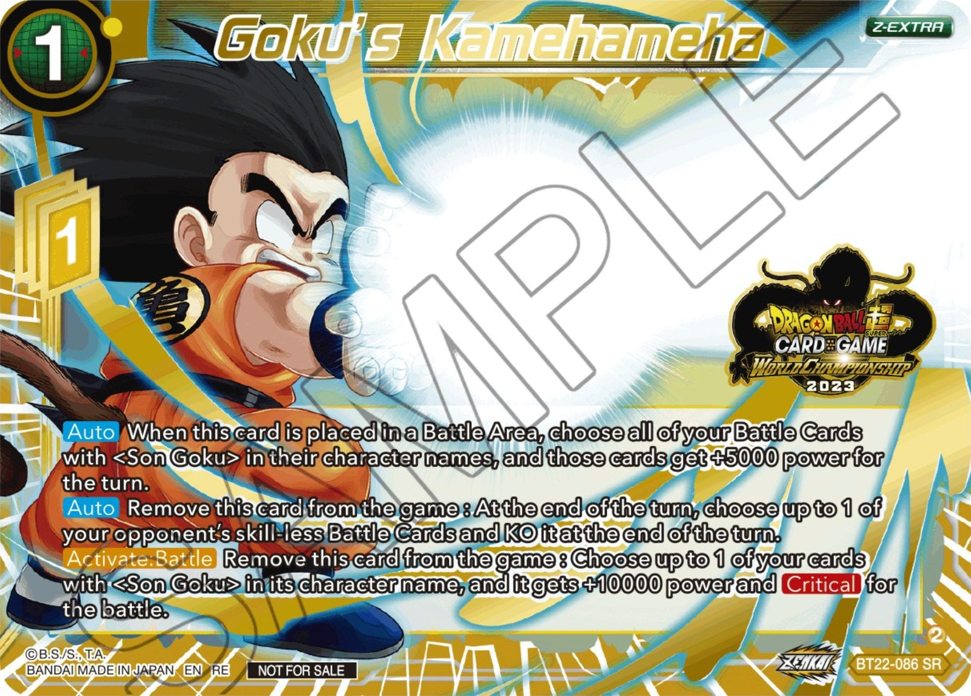 Goku's Kamehameha (2023 World Championship Z-Extra Card Set) (BT22-086) [Tournament Promotion Cards] | Pegasus Games WI