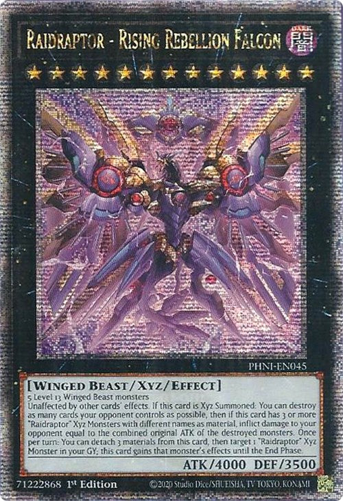 Raidraptor - Rising Rebellion Falcon [PHNI-EN045] Quarter Century Secret Rare | Pegasus Games WI