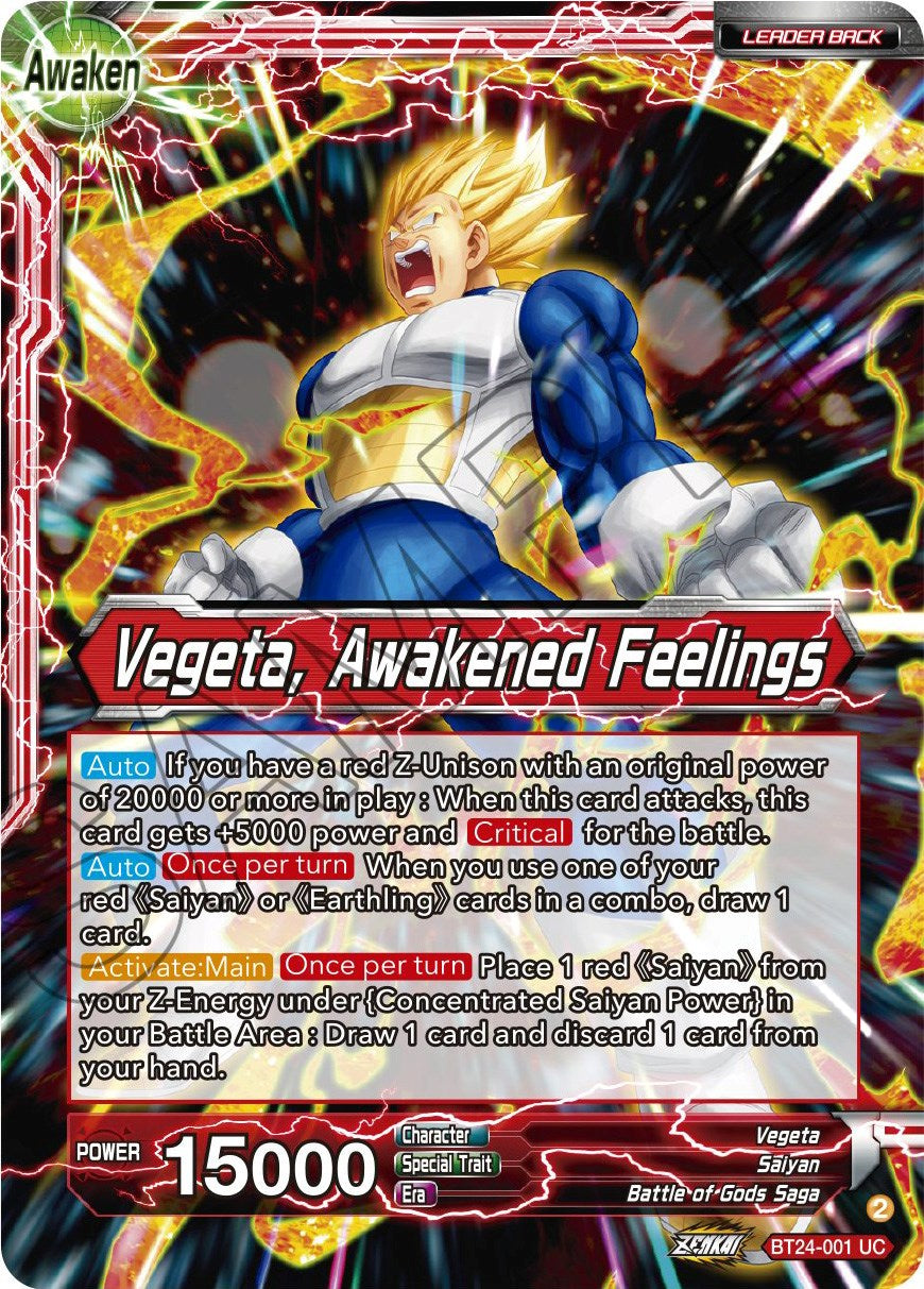 Vegeta // Vegeta, Awakened Feelings (BT24-001) [Beyond Generations] | Pegasus Games WI
