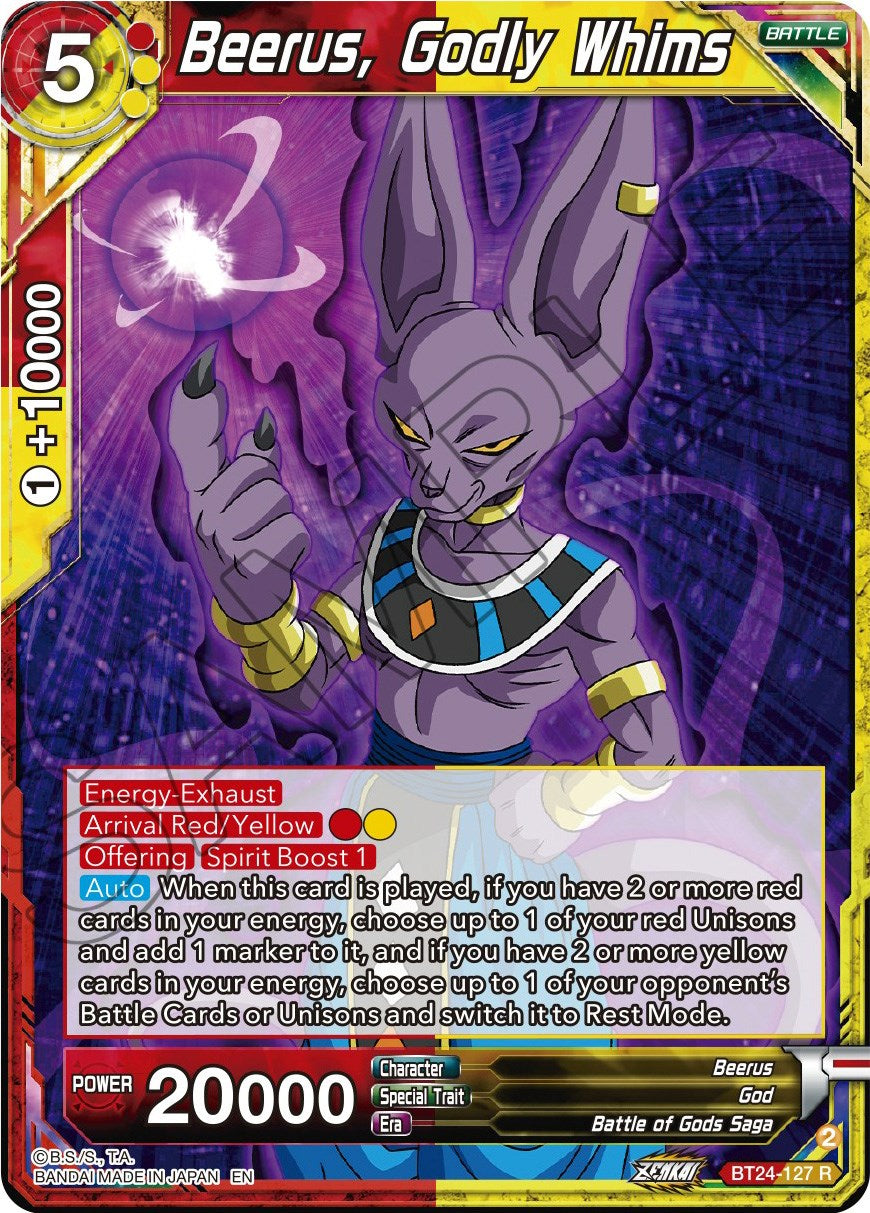 Beerus, Godly Whims (BT24-127) [Beyond Generations] | Pegasus Games WI