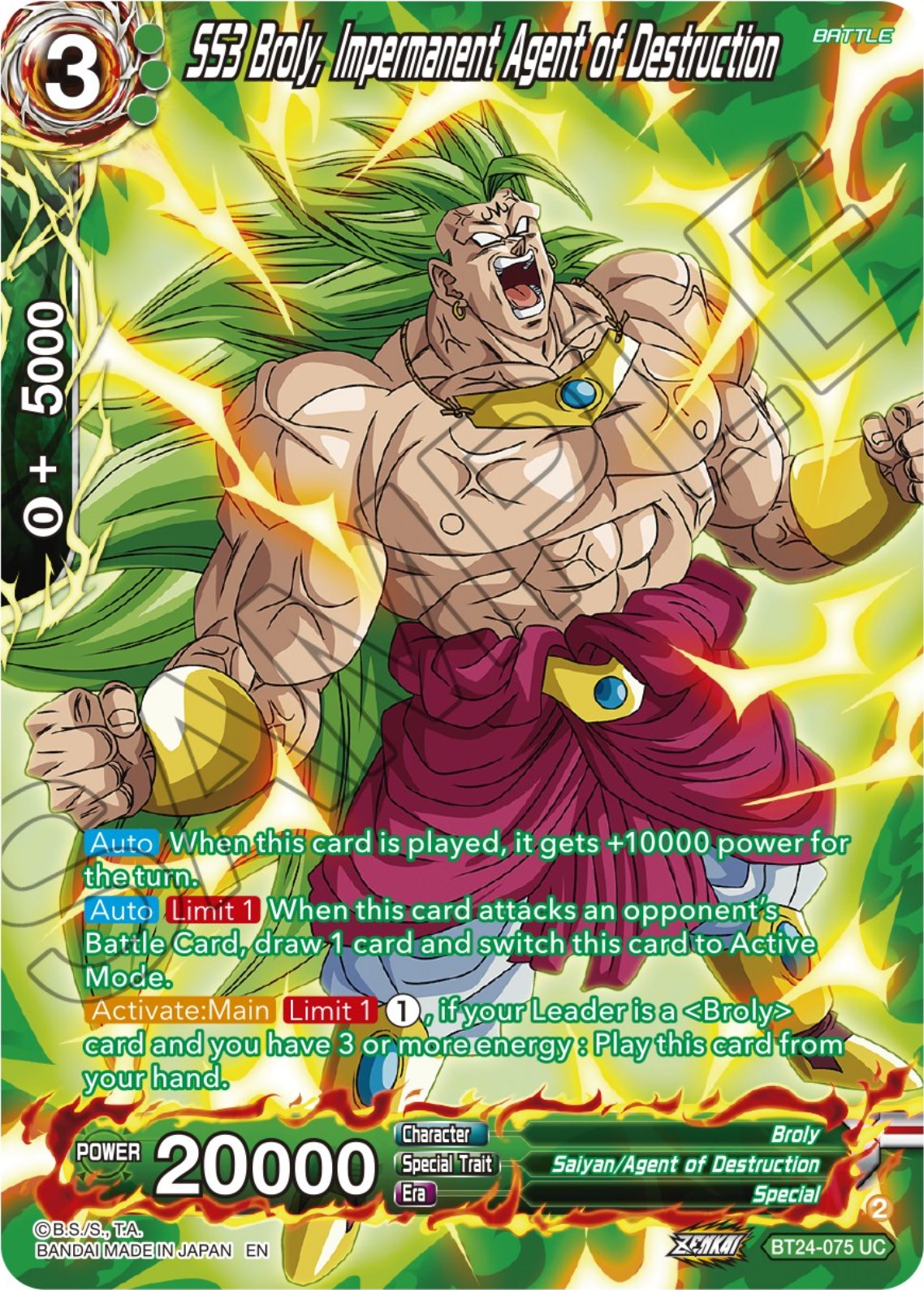 SS3 Broly, Impermanent Agent of Destruction (Collector Booster) (BT24-075) [Beyond Generations] | Pegasus Games WI