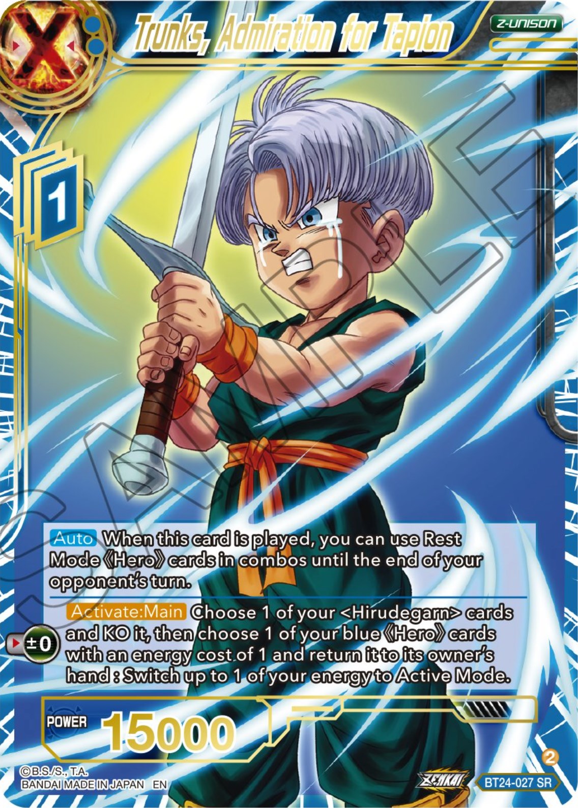 Trunks, Admiration of Tapion (BT24-027) [Beyond Generations] | Pegasus Games WI