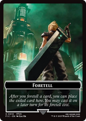 Foretell // Treasure Double-Sided Token (Surge Foil) [FINAL FANTASY Commander Tokens] | Pegasus Games WI
