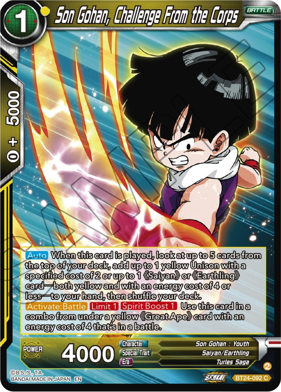 Son Gohan, Challenge From the Corps (BT24-092) [Beyond Generations] | Pegasus Games WI