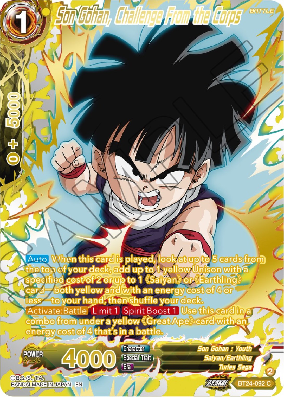 Son Gohan, Challenge From the Corps (Collector Booster) (BT24-092) [Beyond Generations] | Pegasus Games WI