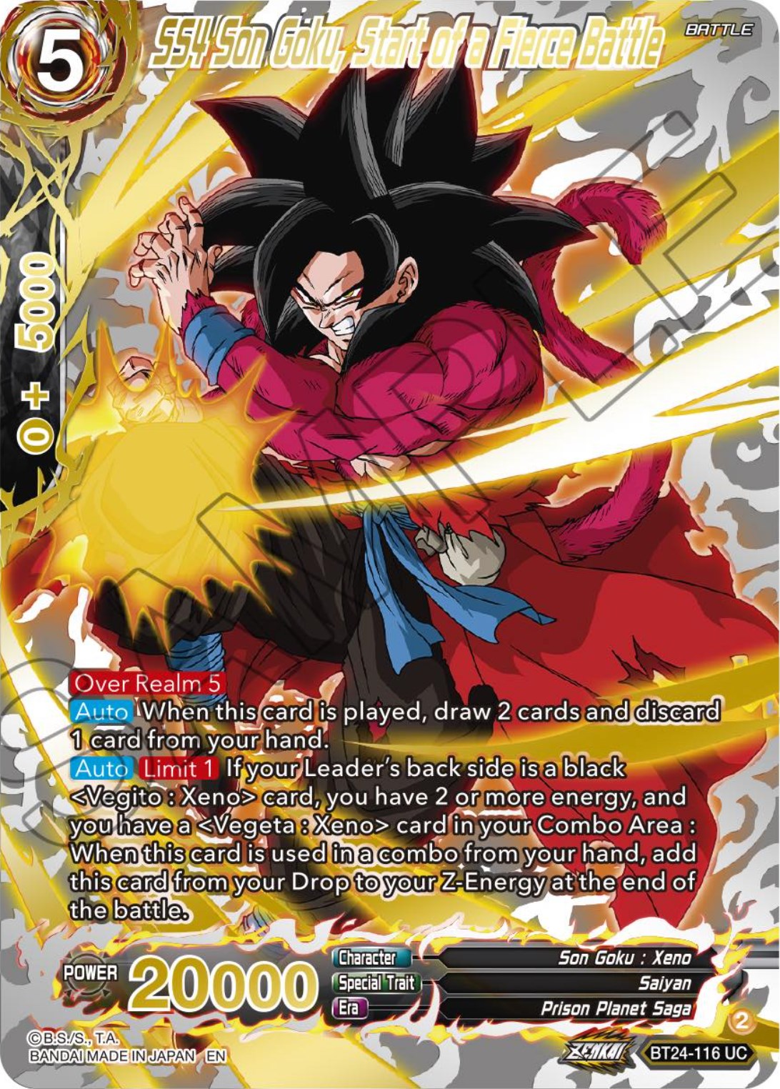 SS4 Son Goku, Start of a Fierce Battle (Collector Booster) (BT24-116) [Beyond Generations] | Pegasus Games WI