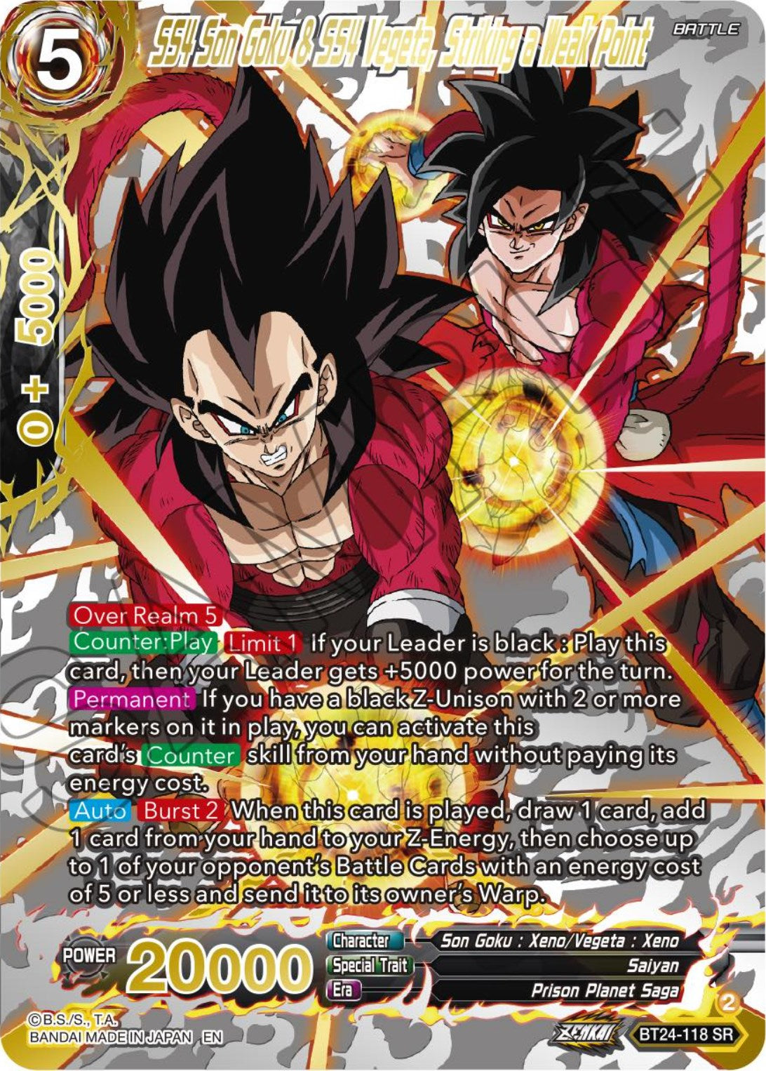 SS4 Son Goku & SS4 Vegeta, Striking a Weak Point (Collector Booster) (BT24-118) [Beyond Generations] | Pegasus Games WI