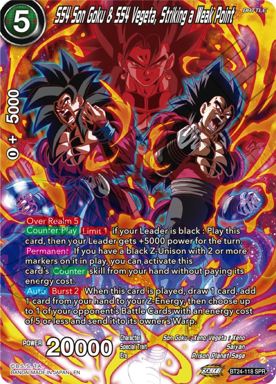 SS4 Son Goku & SS4 Vegeta, Striking a Weak Point (SPR) (BT24-118) [Beyond Generations] | Pegasus Games WI
