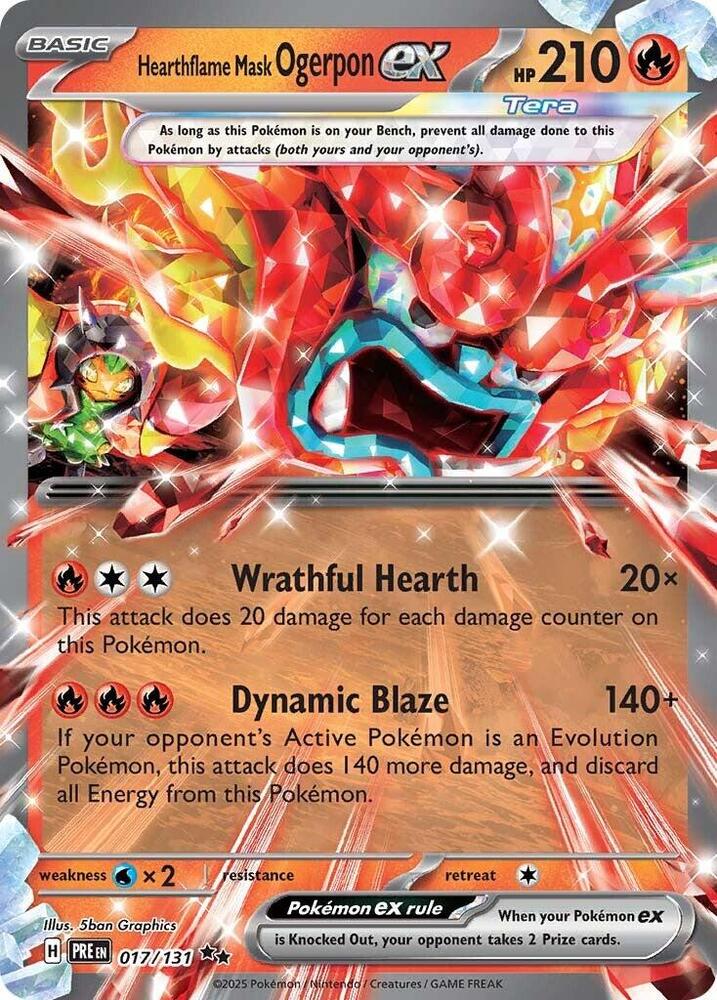 Hearthflame Mask Ogerpon ex (017/131) [Scarlet & Violet: Prismatic Evolutions] | Pegasus Games WI