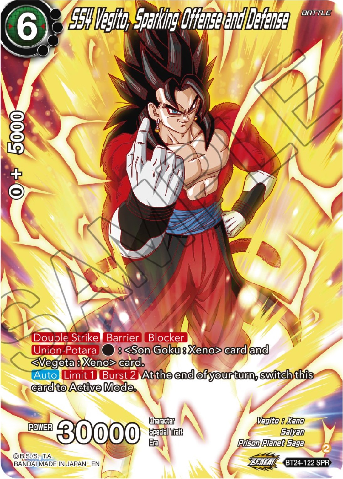 SS4 Vegito, Sparking Offense and Defense (SPR) (BT24-122) [Beyond Generations] | Pegasus Games WI
