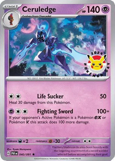 Ceruledge (040/091) (Pokemon Day 2024)(Cosmos Holo) [Scarlet & Violet: Black Star Promos] | Pegasus Games WI